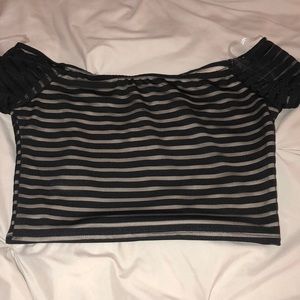 Windsor mesh off shoulder crop top